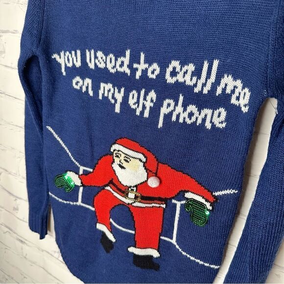 Planet Gold XS blue Drake Hotline Bling Santa Sweater - Picture 2 of 4